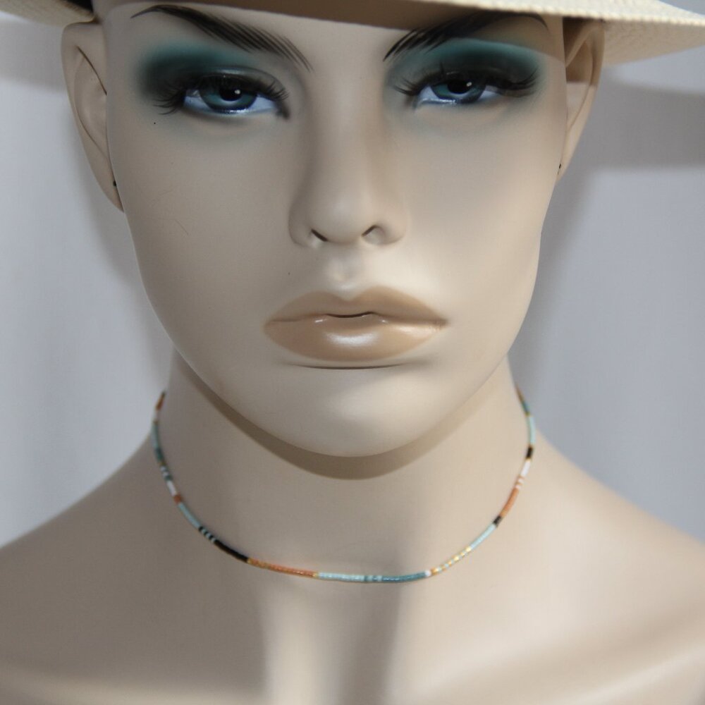 Japanese Bead 14k Gold Filled Collar Necklace. Gorgeous Combination of Colors